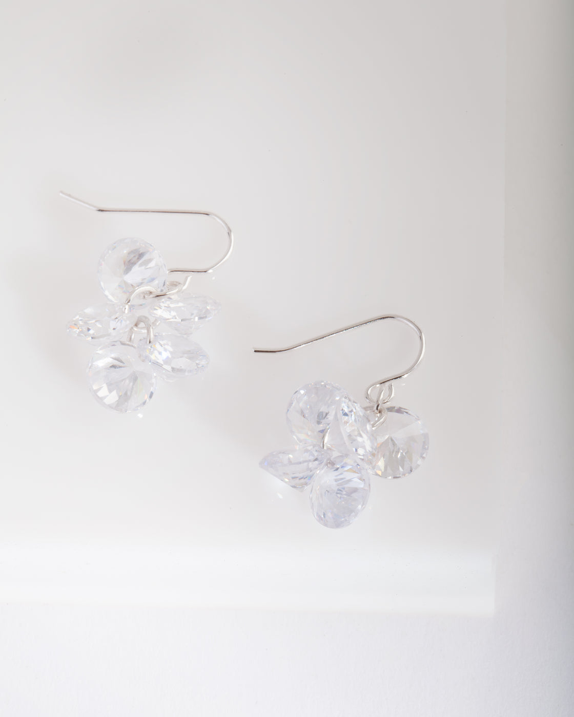 Silver Cubic Zirconia Cluster Earrings