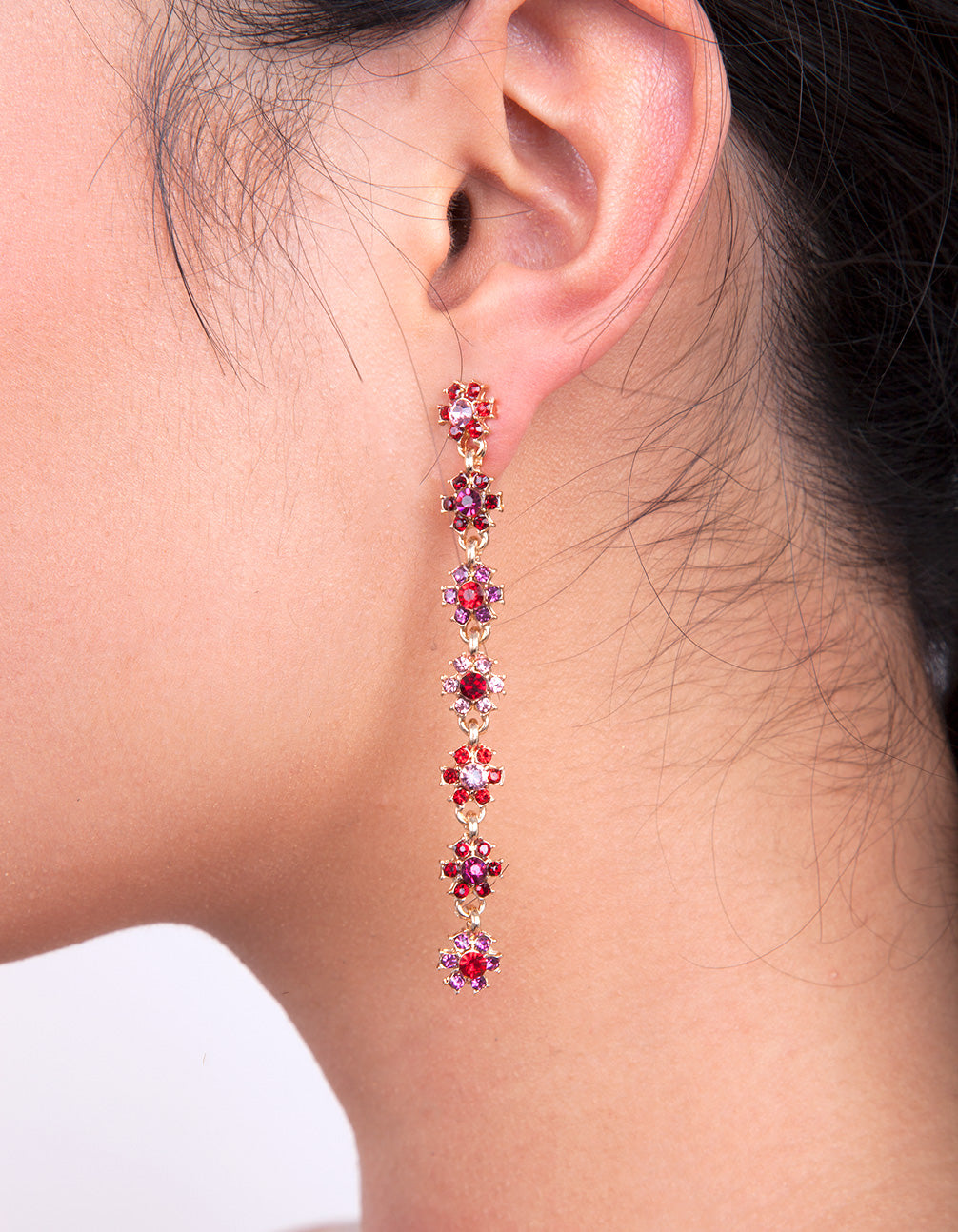 Red Daisy Chain Earrings