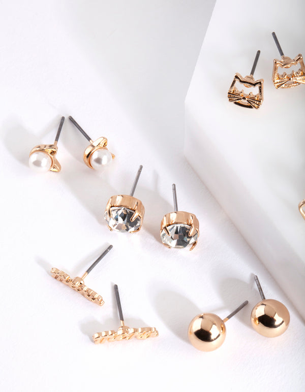 Cat Lover Stud Earring Pack