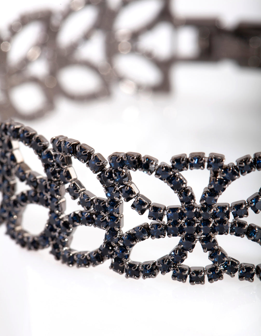 Navy Diamante Petal Motif Bracelet