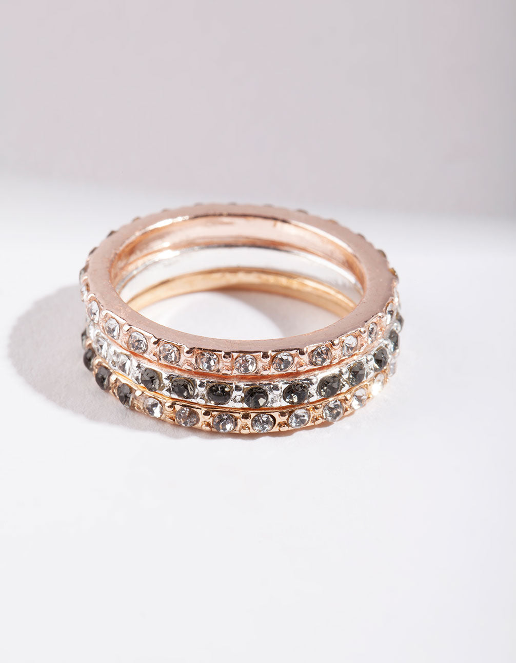 Mixed Metal Half & Half Diamante Stack Ring