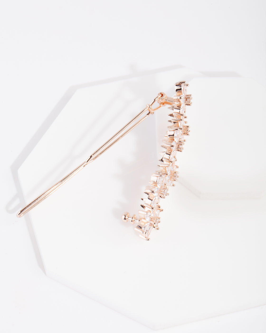 Rose Gold Cubic Zirconia Flower Hair Clip
