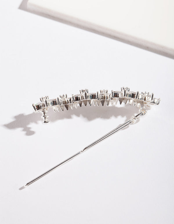 Silver Cubic Zirconia Flower Clip