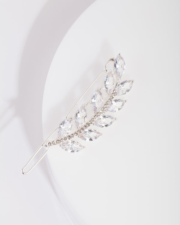 Diamante Cubic Zirconia Leaf Clip