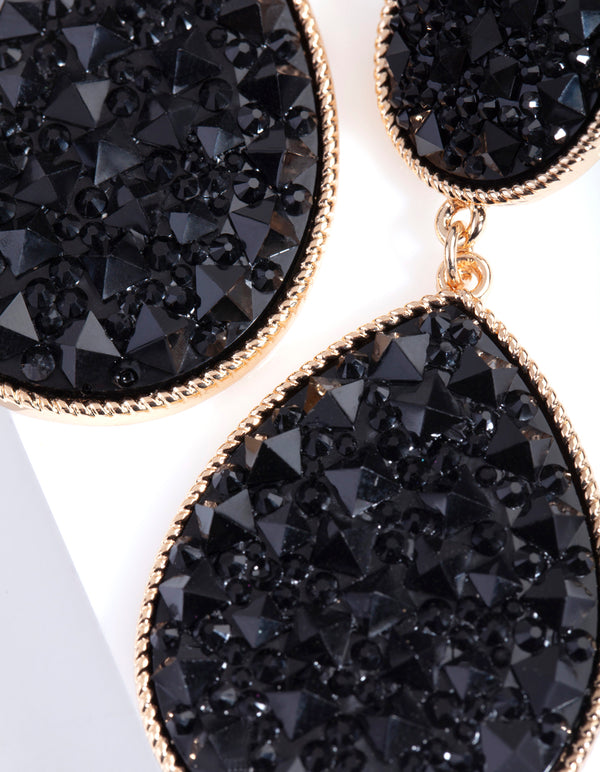 Black Embellished Teardrop Earrings