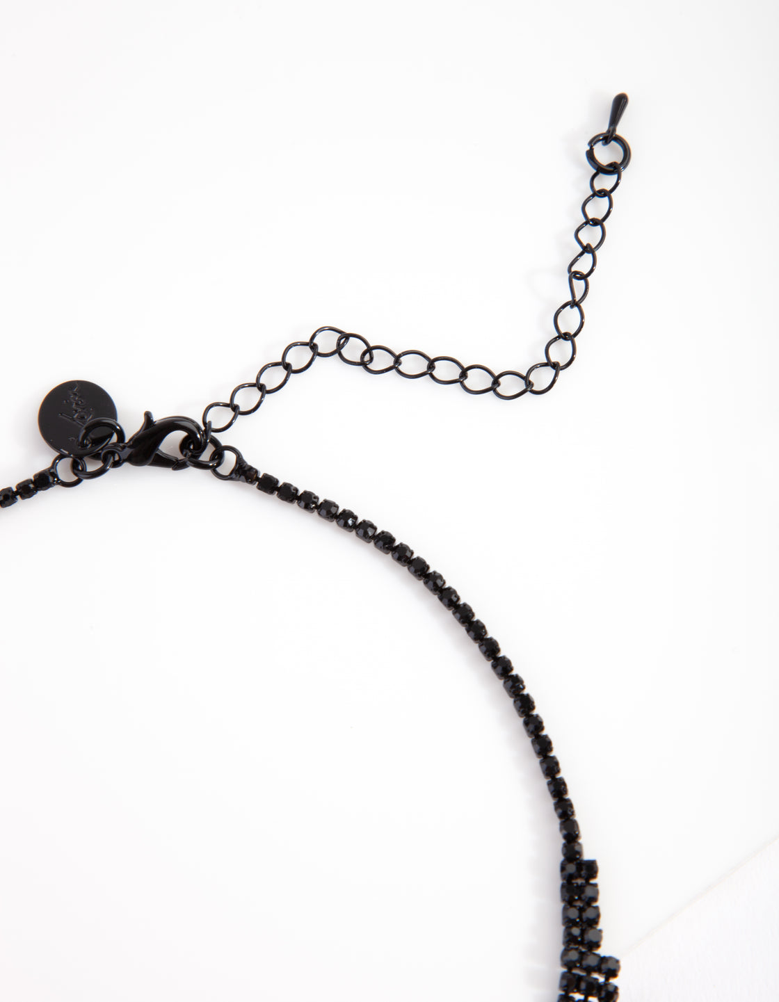 Black Diamante Leaf Necklace & Earrings Set