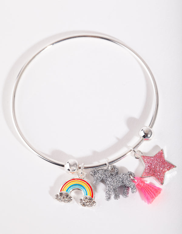 Kids Silver Charm Bangle