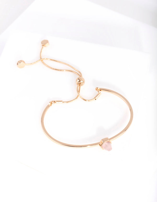 Gold Rose Quartz Toggle Bracelet