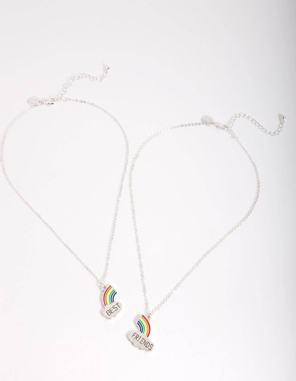 Kids Silver Rainbow Best Friends Necklace Pack