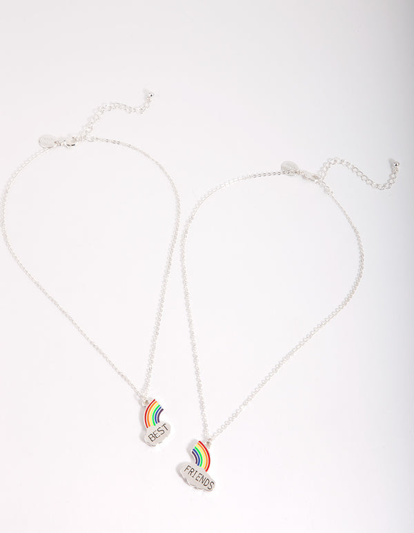Kids Silver Rainbow Best Friends Necklace Pack