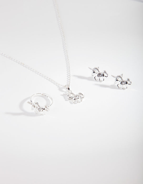 Kids Diamond Simulant Unicorn Jewellery Set