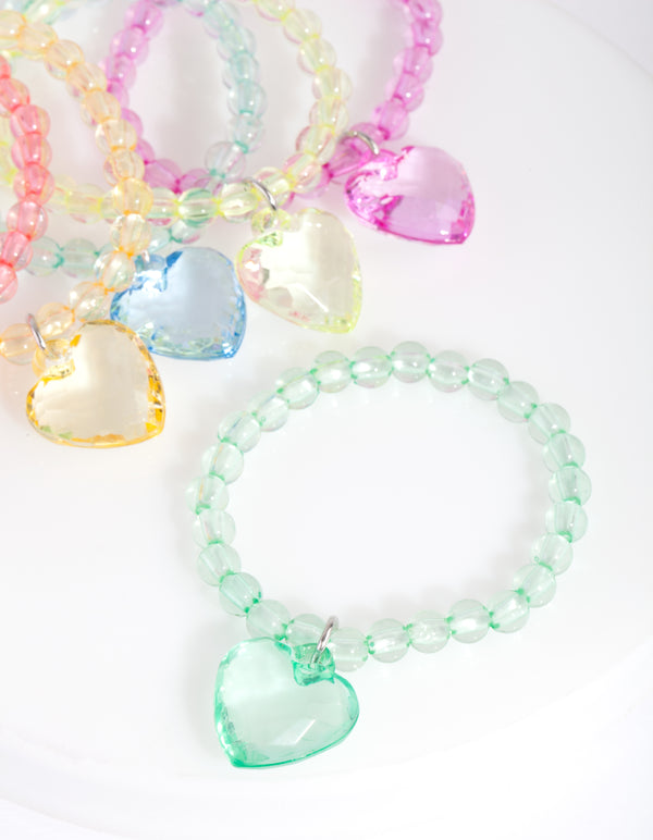 Kids Multicoloured Beaded Heart BF Bracelet Pack