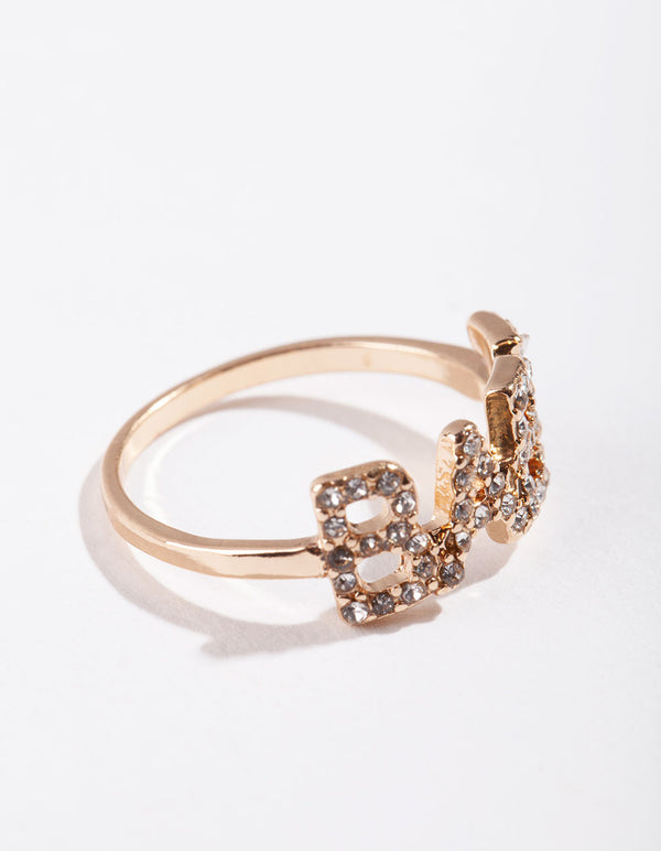 Gold Diamante Babe Ring