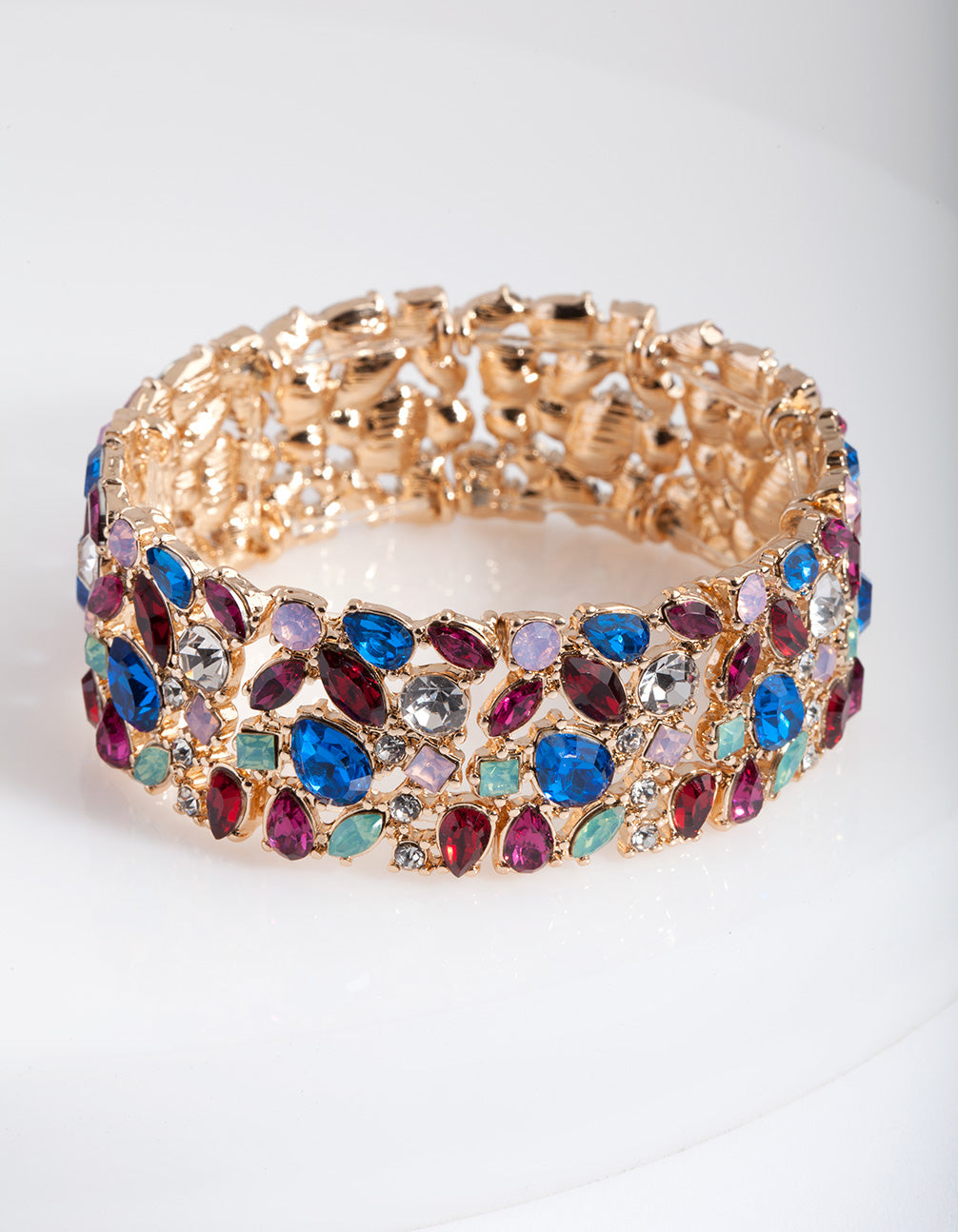 Red Cluster Stone Stretch Bracelet