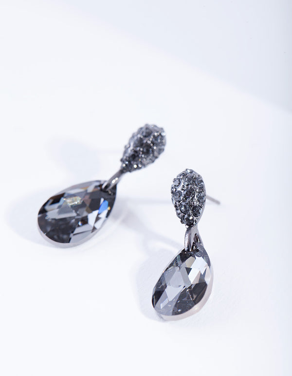 Black Diamond Simulant Teardrop Earrings