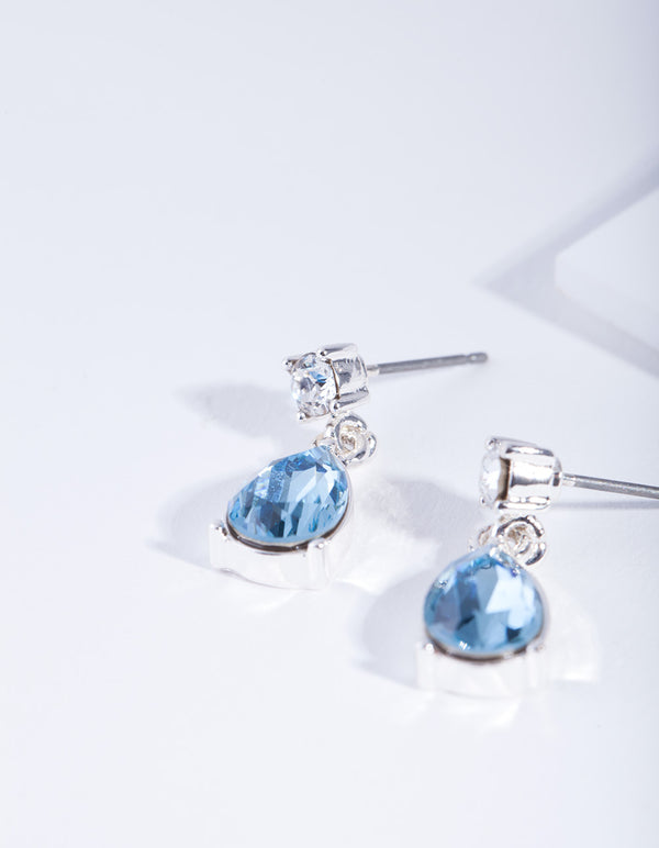 Aqua Diamond Simulant Teardrop Earrings