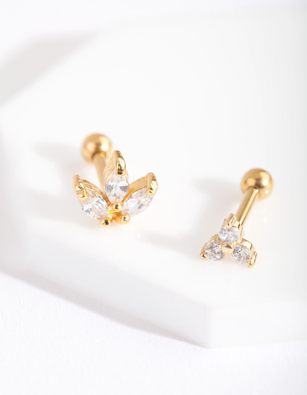 Gold Surgical Steel Diamante Cluster Barbell Pack