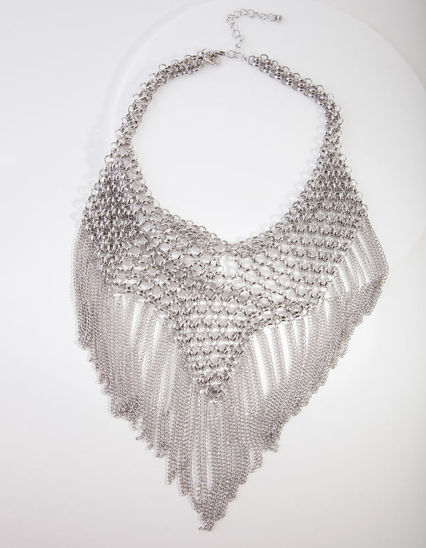 Silver Statement Fringe Necklace