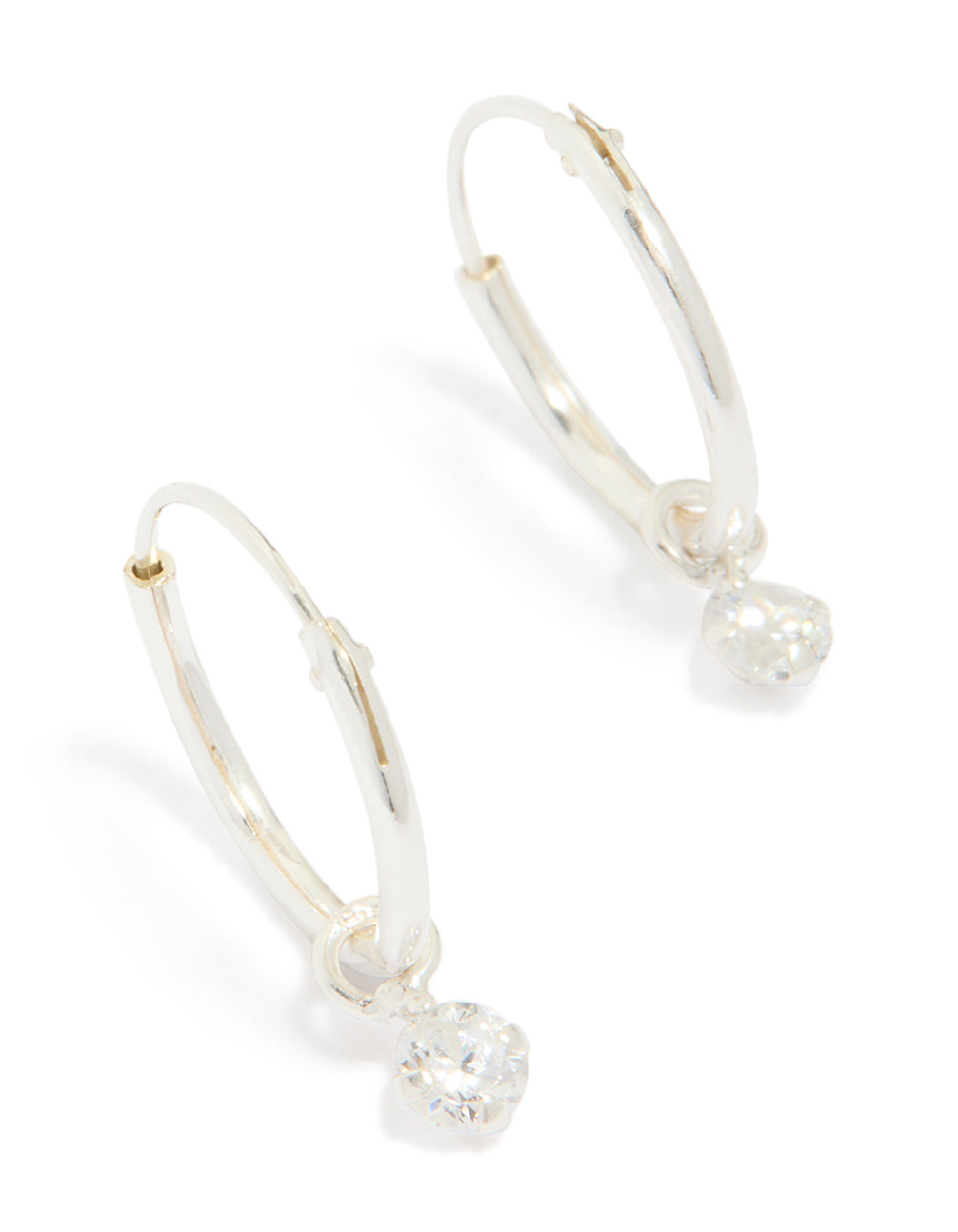 Sterling Silver Diamante Dangle Hoop Earrings