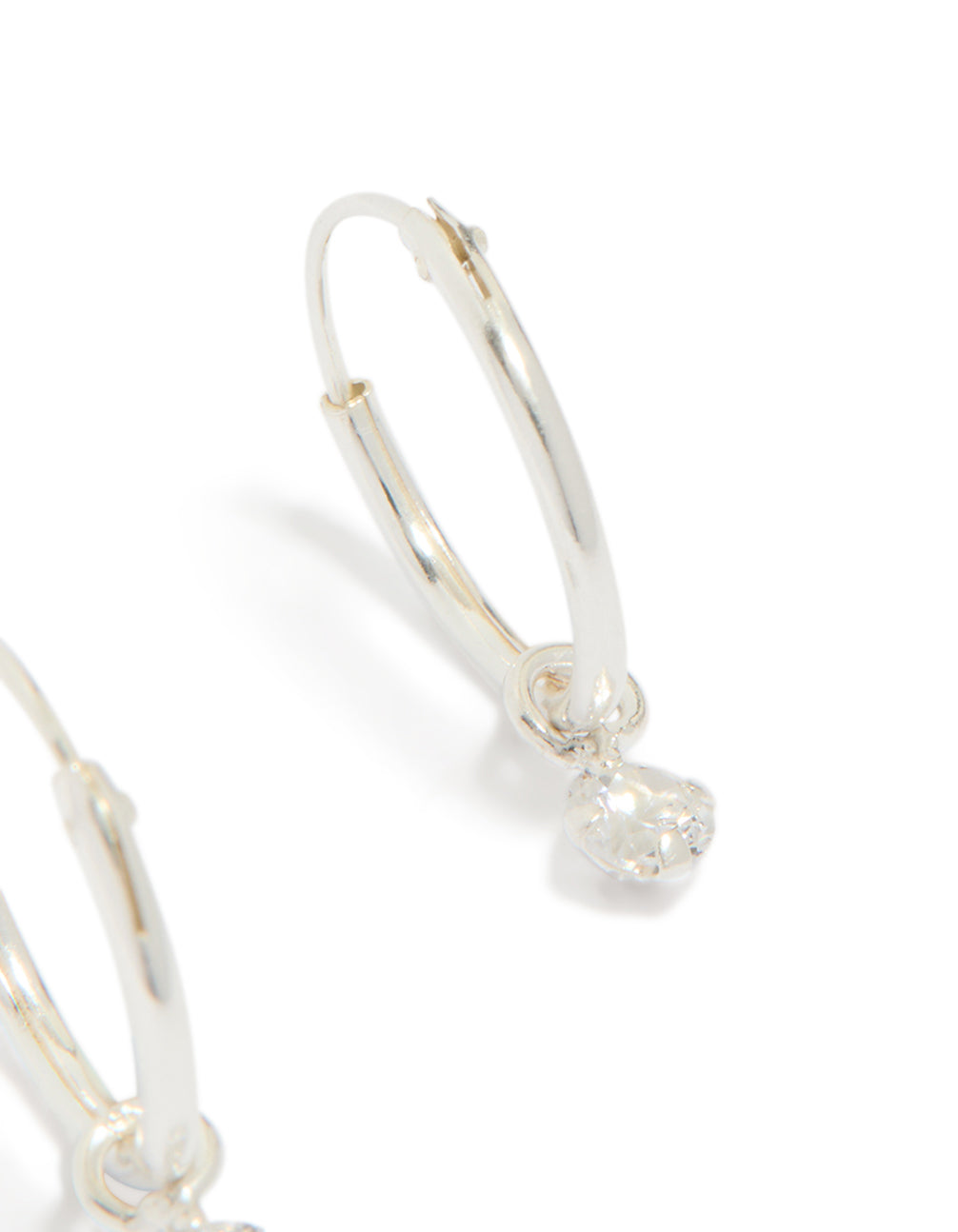 Sterling Silver Diamante Dangle Hoop Earrings