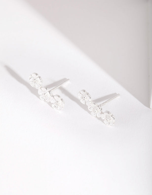 Sterling Silver Flower Crawler Earrings