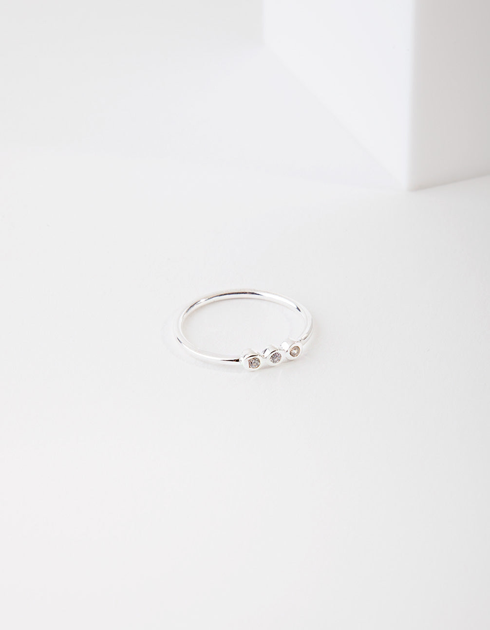 Sterling Silver Triple Diamante Ring