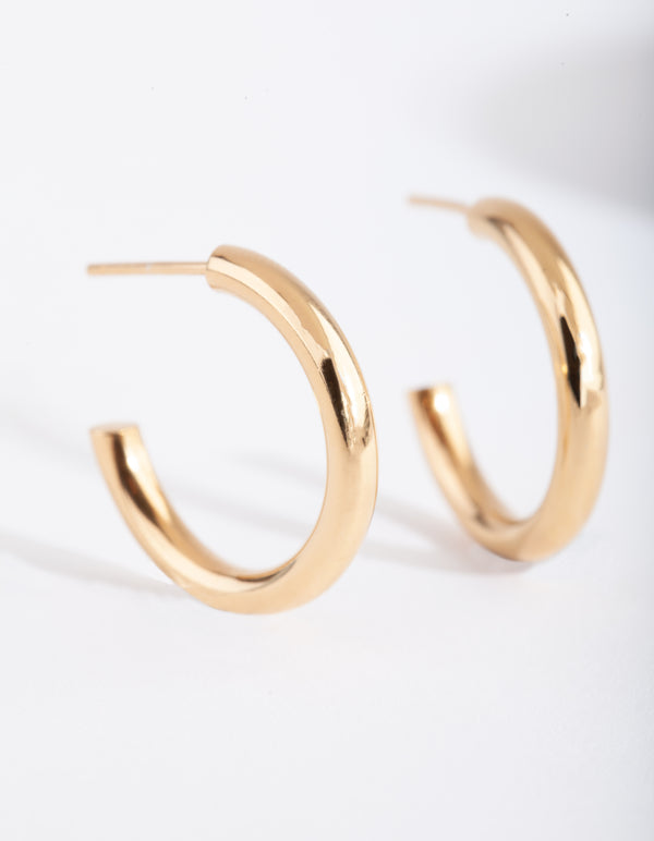 Gold Plated Sterling Silver Chubby Hoop Earrings