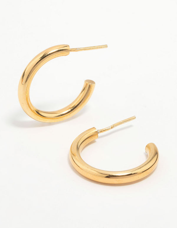 Gold Plated Sterling Silver Chubby Hoop Earrings