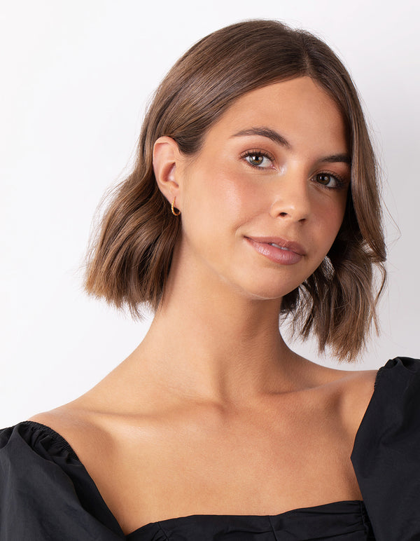 Gold Plated Sterling Silver Half Circle Thread Through Earrings