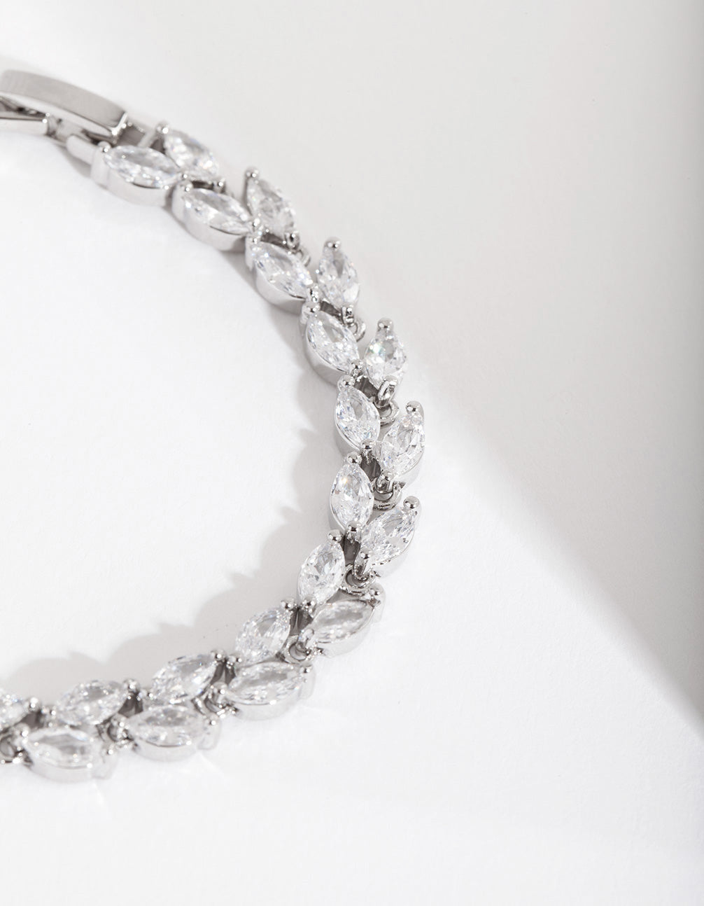 Silver Diamond Simulant Petal Row Tennis Bracelet