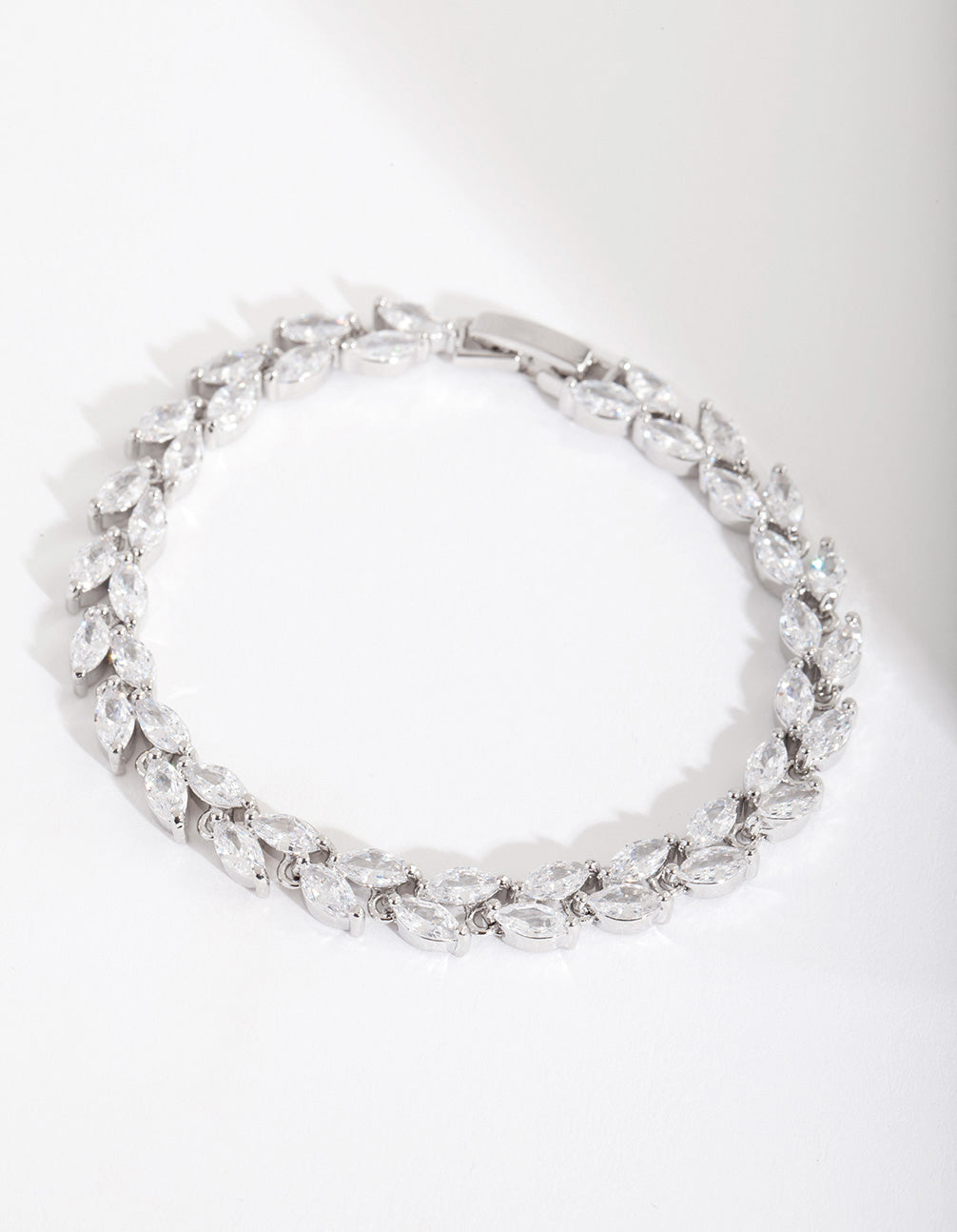 Silver Diamond Simulant Petal Row Tennis Bracelet