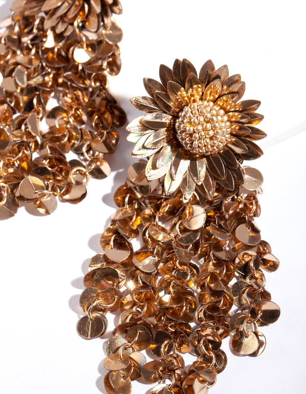 Mixed Metal Sequin Flower Earrings