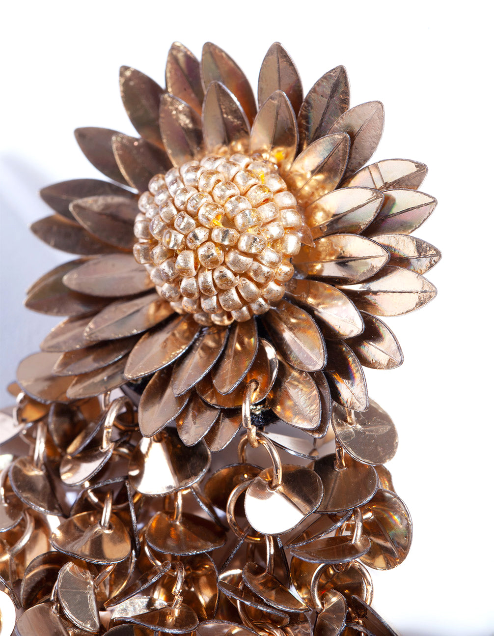 Mixed Metal Sequin Flower Earrings