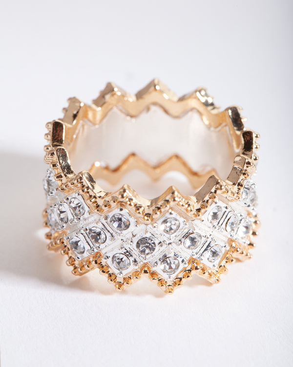 Mixed Metal Zig Zag Ring