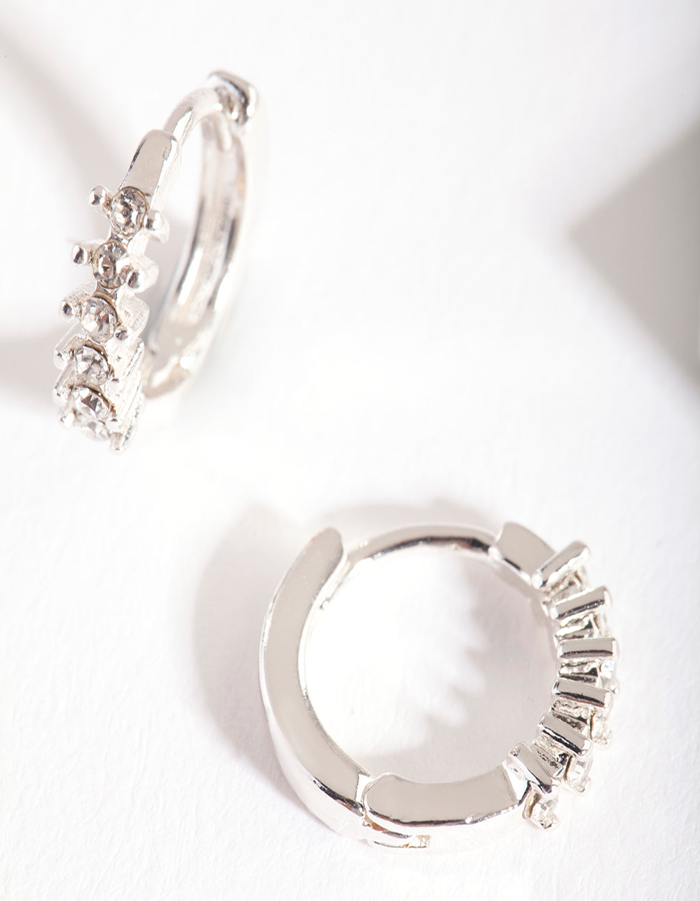 Silver Jagged Diamante Huggie