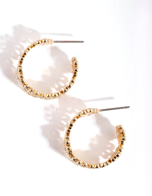 Gold Daisy Chain Hoop Earrings