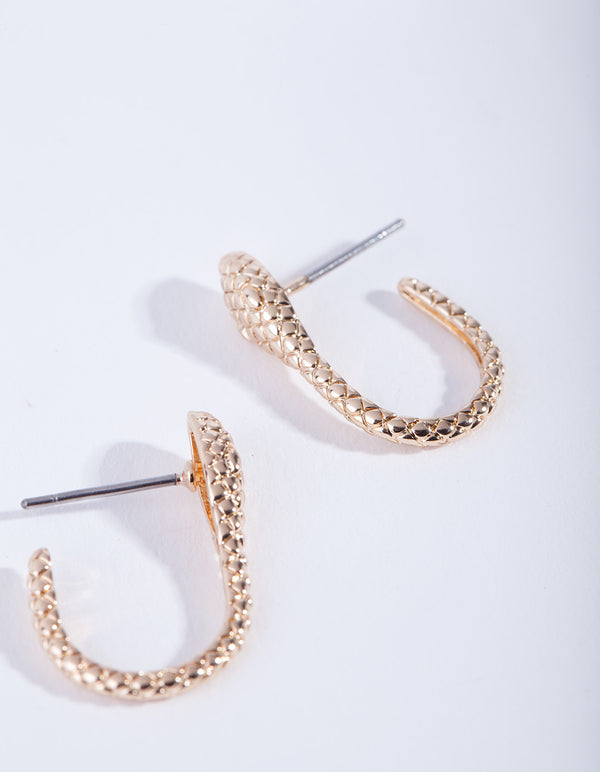 Gold U Snake Hoop Earrings