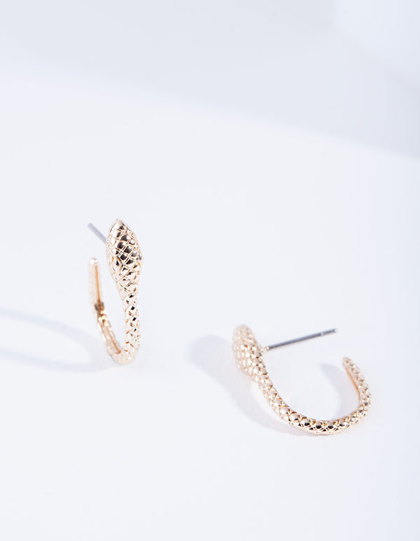 Gold U Snake Hoop Earrings