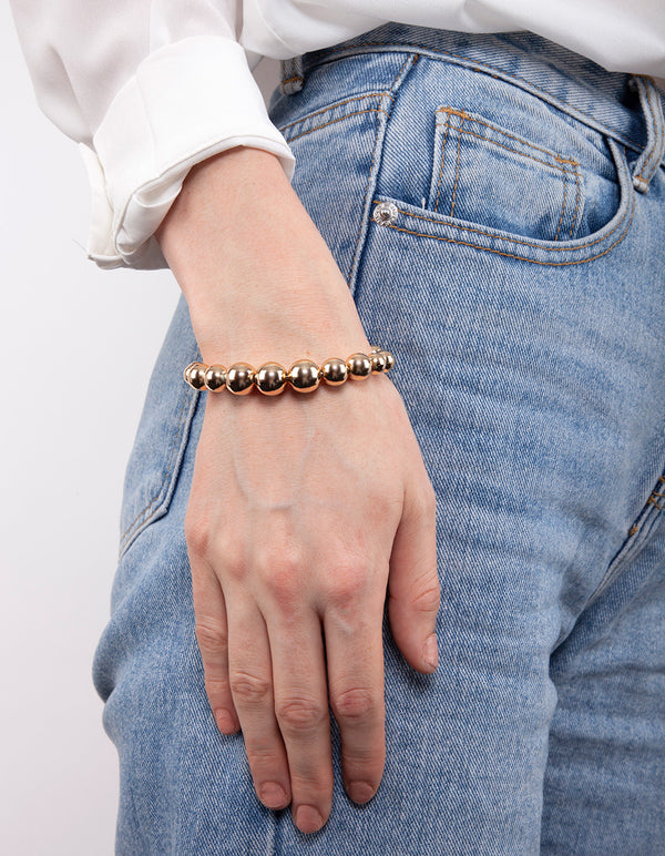 Gold Graduating Ball Cuff Bangle