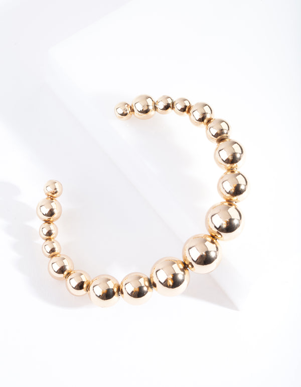 Gold Graduating Ball Cuff Bangle