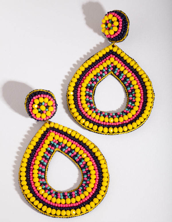 Beaded Psychedelic Drop Earrings