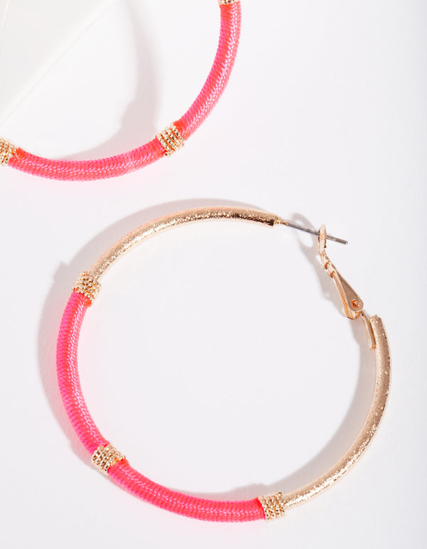 Pink Gold Neon Hoop Earrings