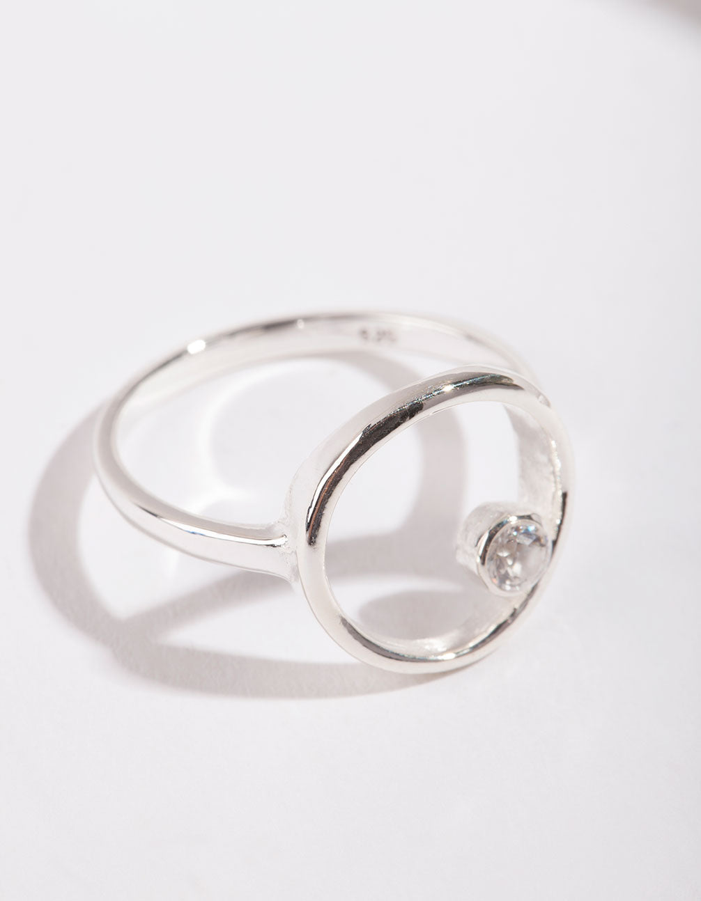Sterling Silver Open Circle Diamante Ring