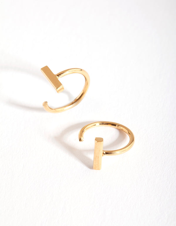 Gold Plated Sterling Silver Bar Hook Earrings