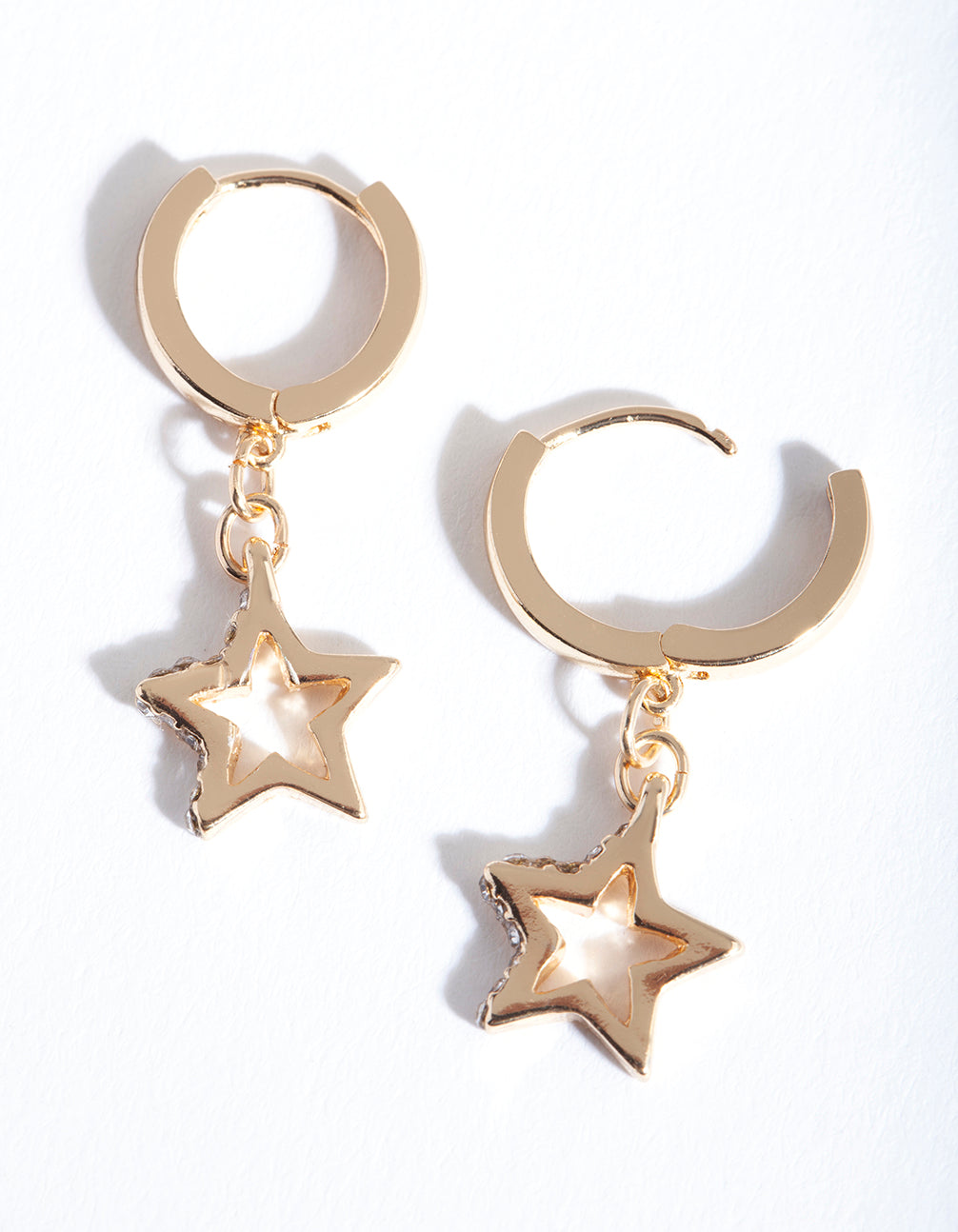 Gold Star Diamante Huggie Earrings
