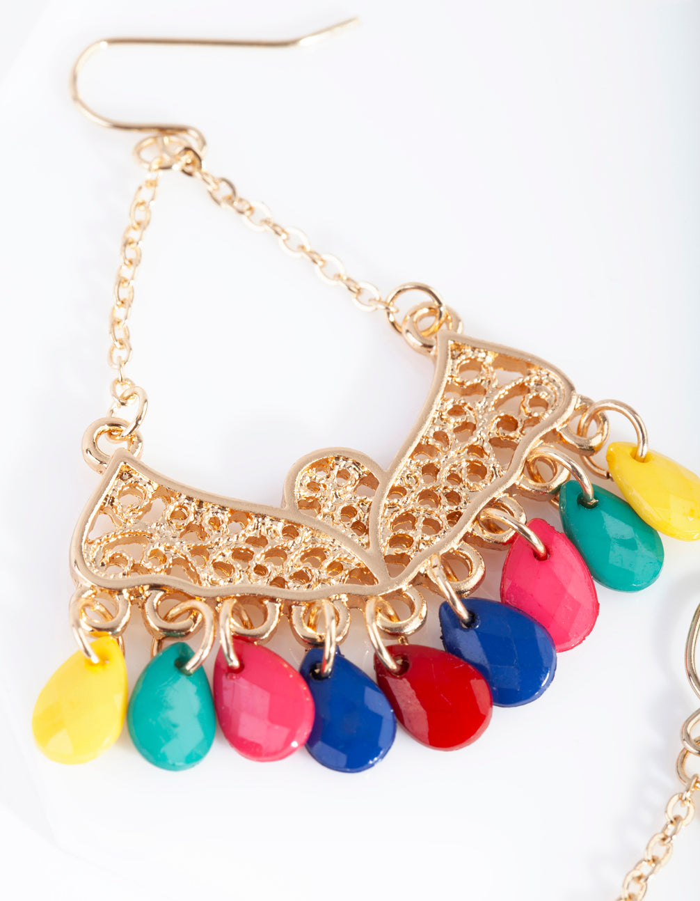 Gold Bohemian Multi Bead Drop Earrings