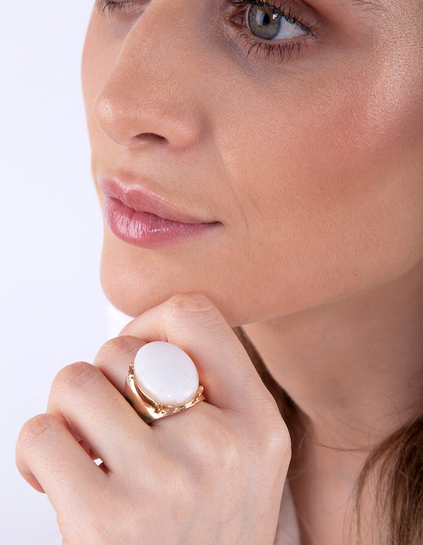 Gold Large Semi Precious Oval Ring