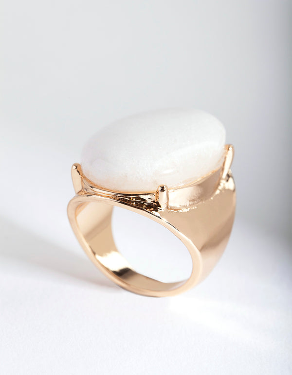Gold Large Semi Precious Oval Ring