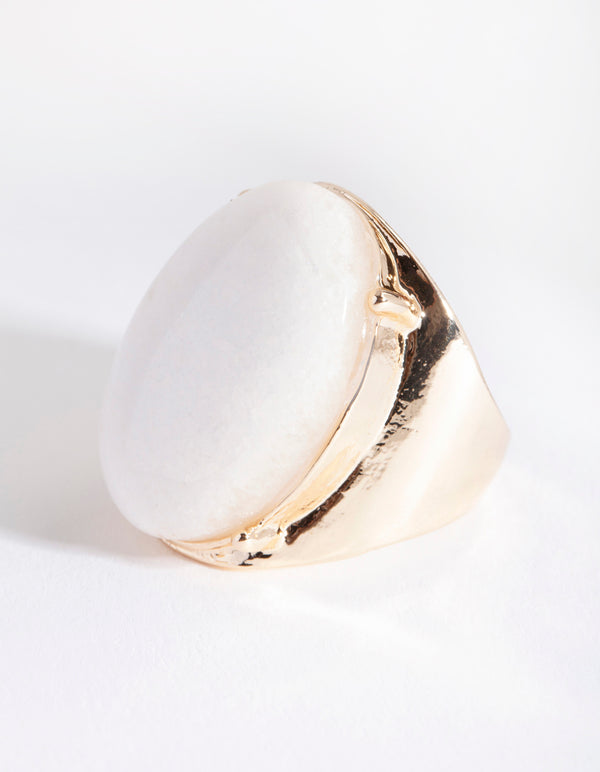 Gold Large Semi Precious Oval Ring