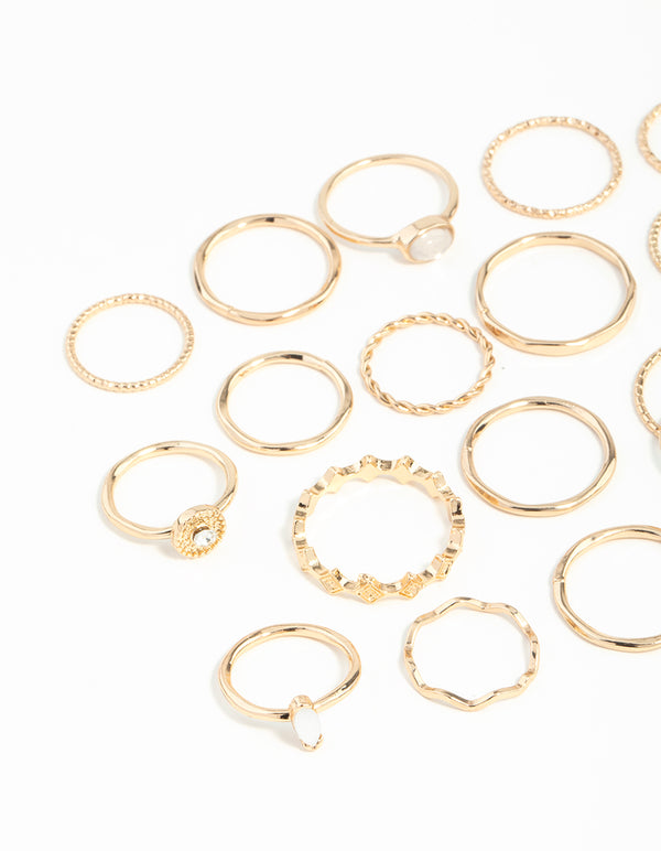 Gold Textured Synthetic Opal Ring 24-Pack